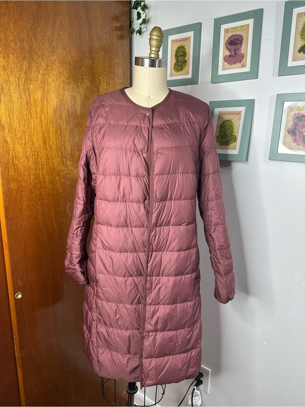 Uniqlo Women's Lightweight Long Puffer Coat - Dusty rose m